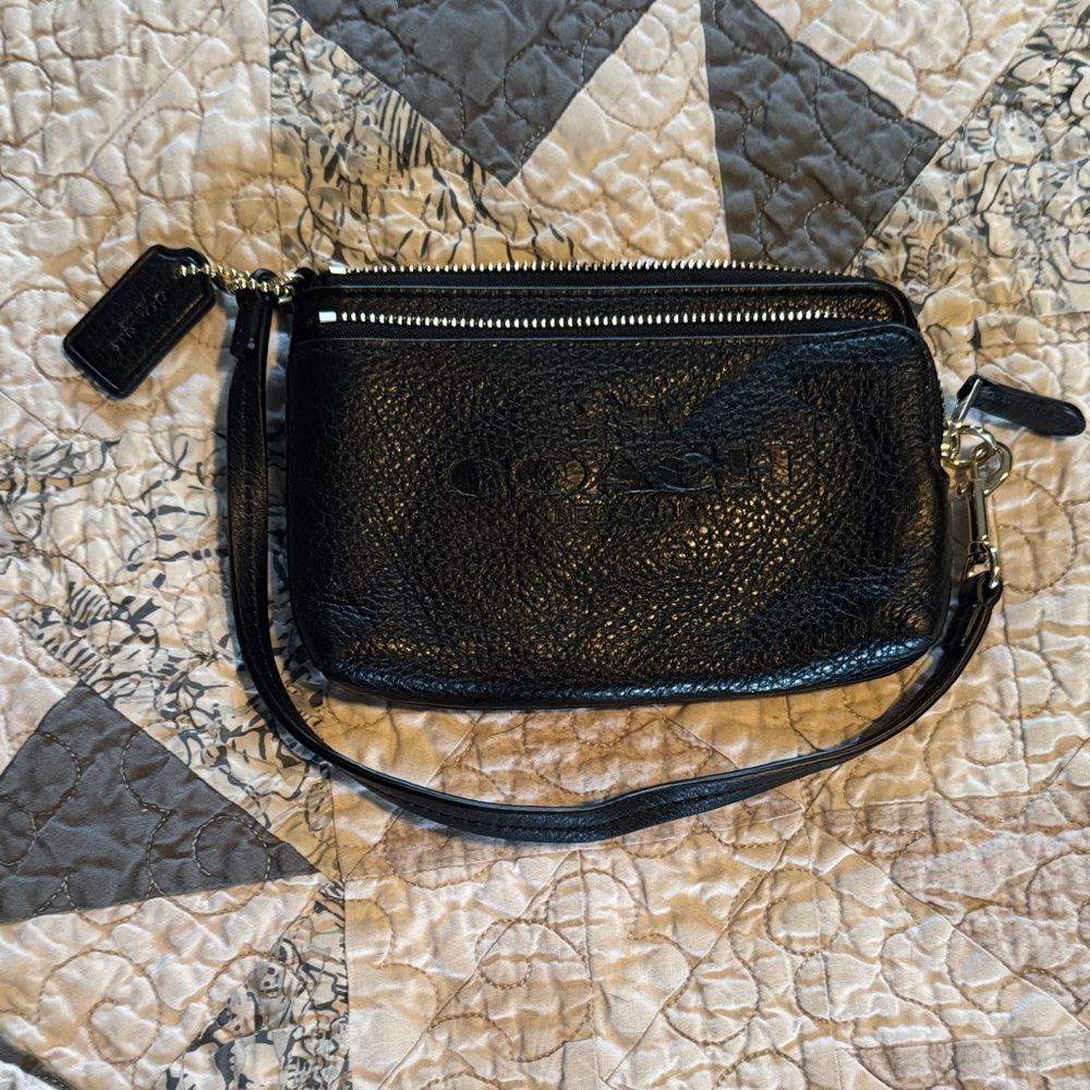 Coach Black Leather Wristlet
